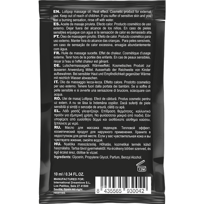 Coquette chic desire - huile de massage kissable de poche avec sucette effet chaleur 10 ml