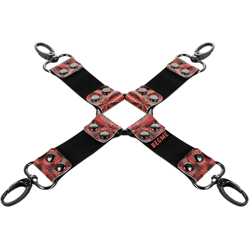 Begme – Connecteur Hogtie en X cuir végan - Rouge