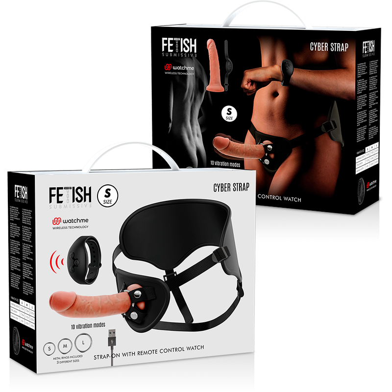 Fetish submissive cyber strap - harnais avec télécommande dildo watchme s technologie