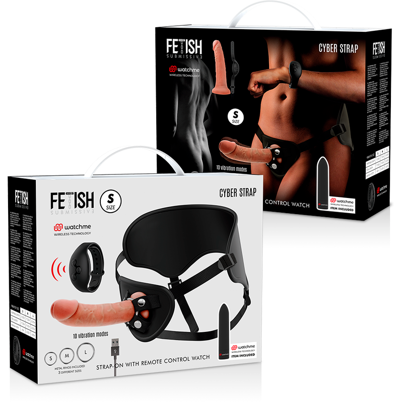 Fetish submissive cyber strap - harnais avec gode et télécommande bullet technologie watchme s