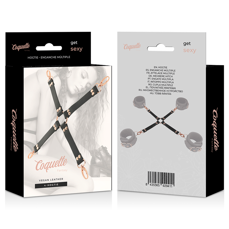 Coquette Chic Desire – Connecteur Hogtie en X cuir végétal - Noir