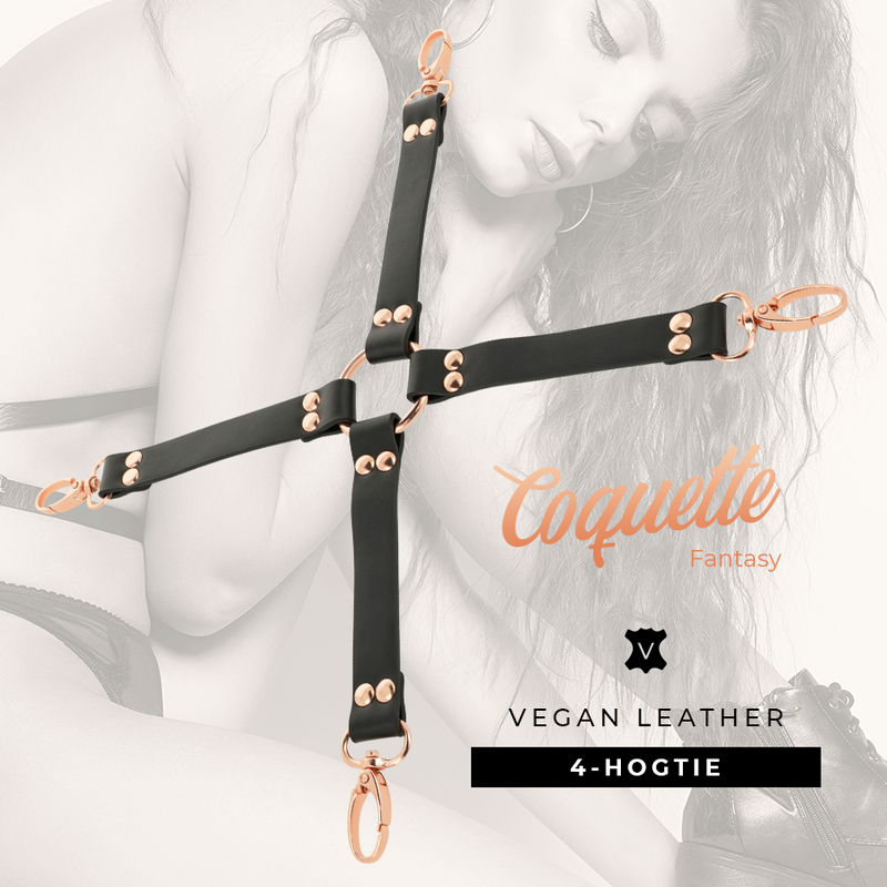 Coquette Chic Desire – Connecteur Hogtie en X cuir végétal - Noir
