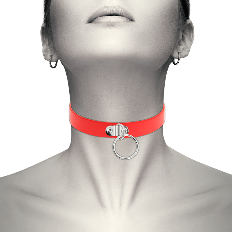 Coquette chic desire - collier cuir vegan rouge femme accessoire fétiche