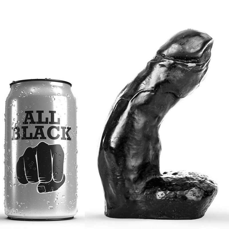 All Black - Gode Réaliste Courbé - 15 cm