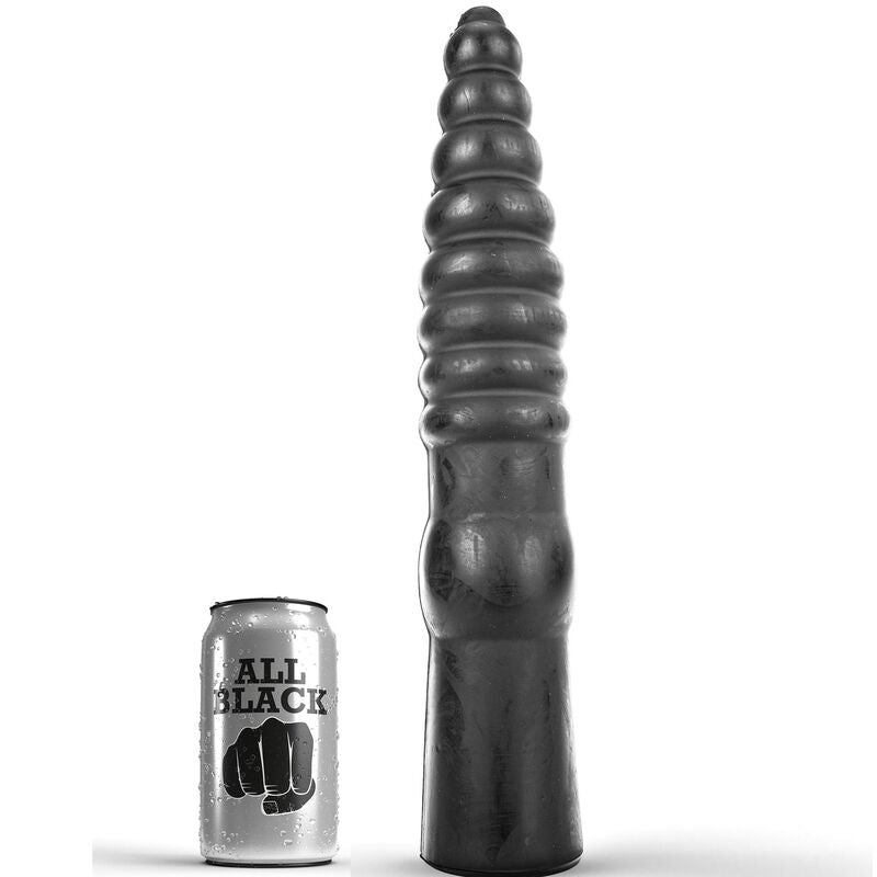 All Black Plug Fisting Conique et Nervuré 33 cm