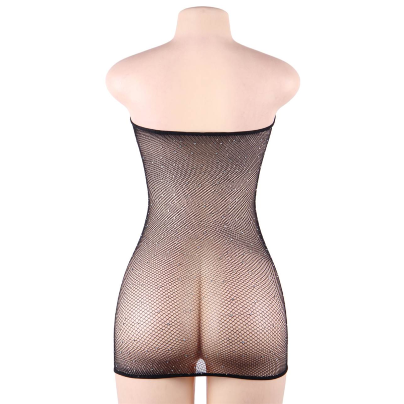Queen lingerie - robe corps en filet avec diamants s/l