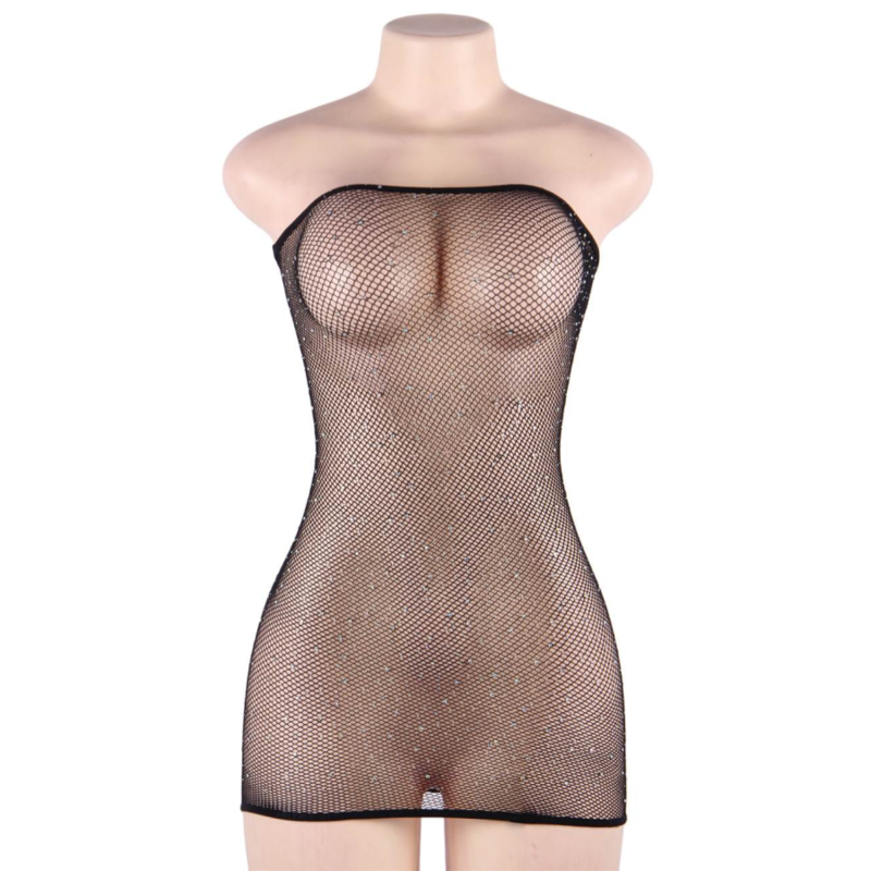 Queen lingerie - robe corps en filet avec diamants s/l