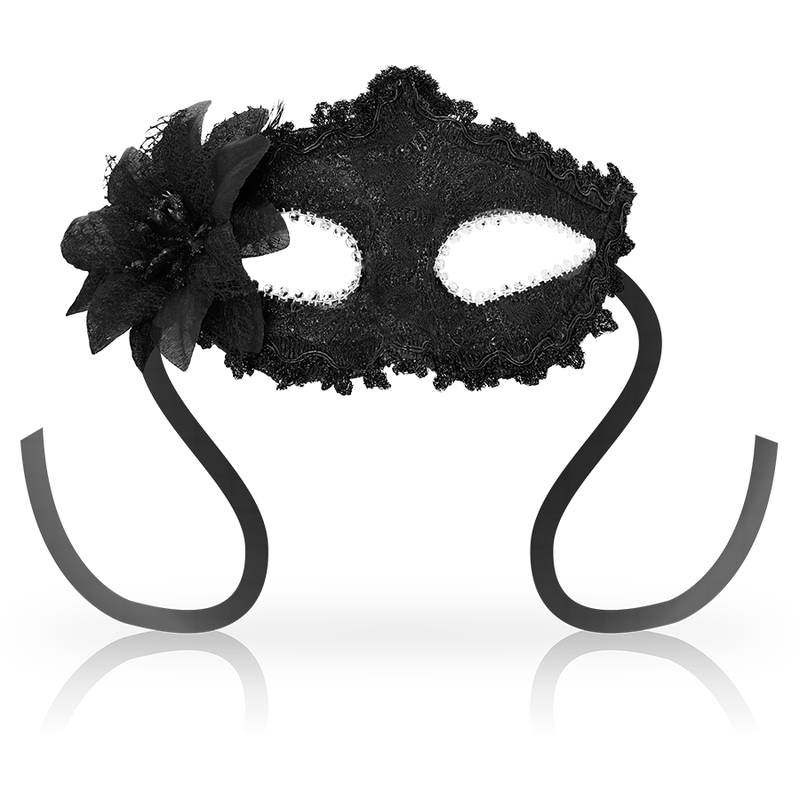 Ohmama Masque vénitien en dentelle noir avec fleur