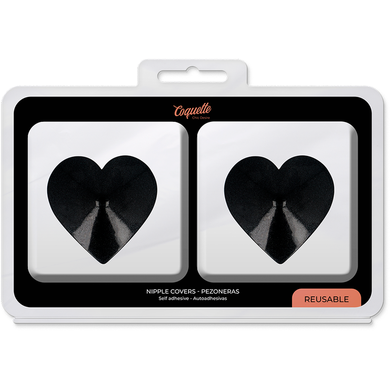 Coquette Chic Desire – Cache tétons en forme de cœur Noir