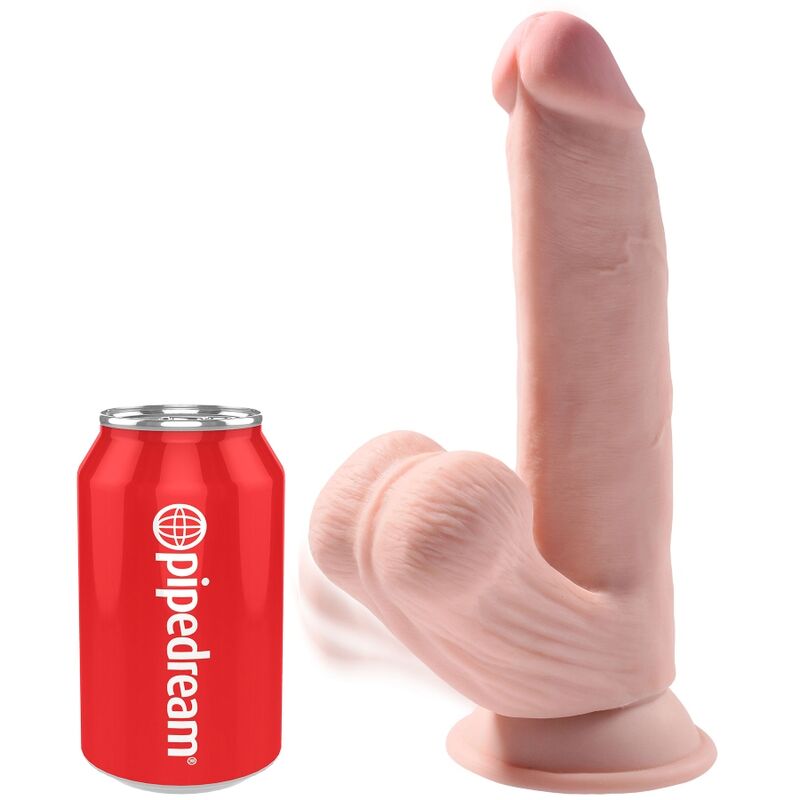 King cock - balles gode 3d plus 24.5 cm peau claire