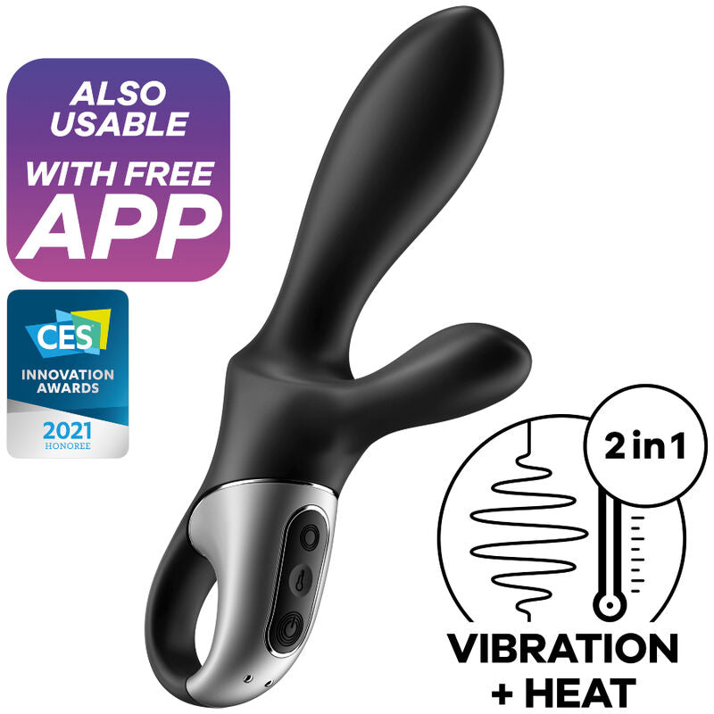Satisfyer - Stimulateur Coudé Chauffant et Connecté Heat Climax - Noir