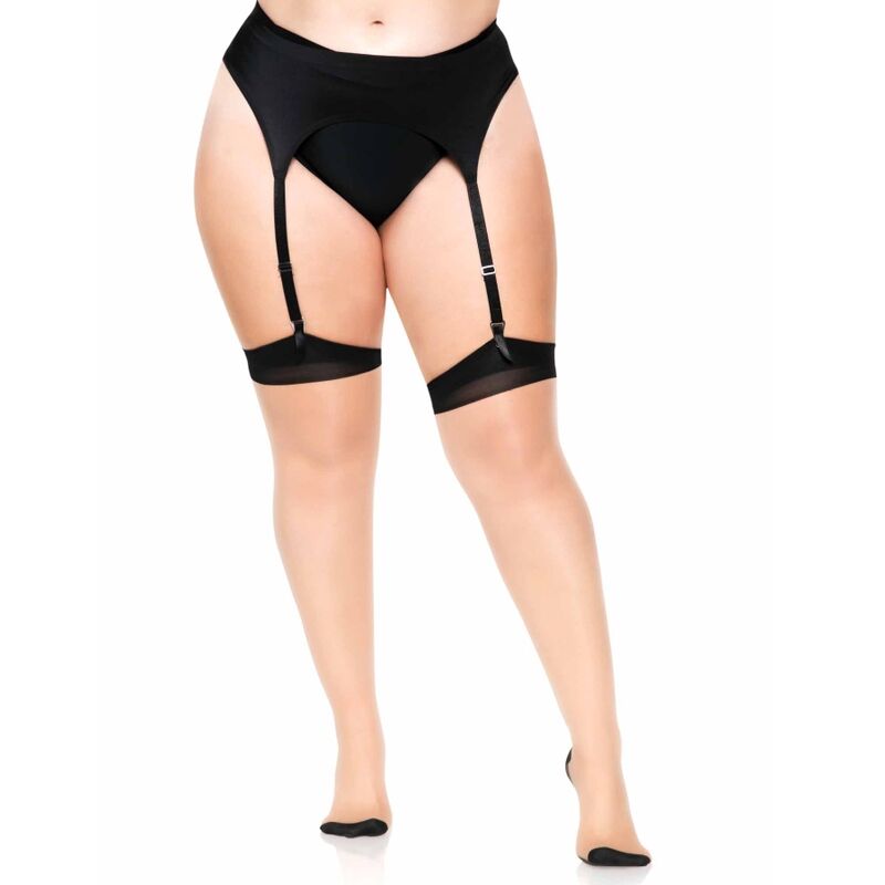 Leg avenue - plus lycra sheer 2 tons cuisses hautes avec couture arrière et talon cubain