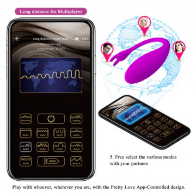 Pretty Love – Stimulateur connecté Catalina pour couple – Lilas