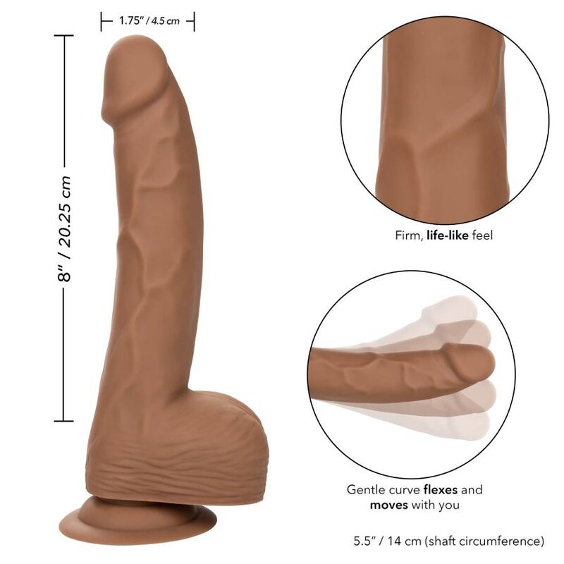 CalExotics - Gode Réaliste Courbé en Silicone Marron - 20,32 cm