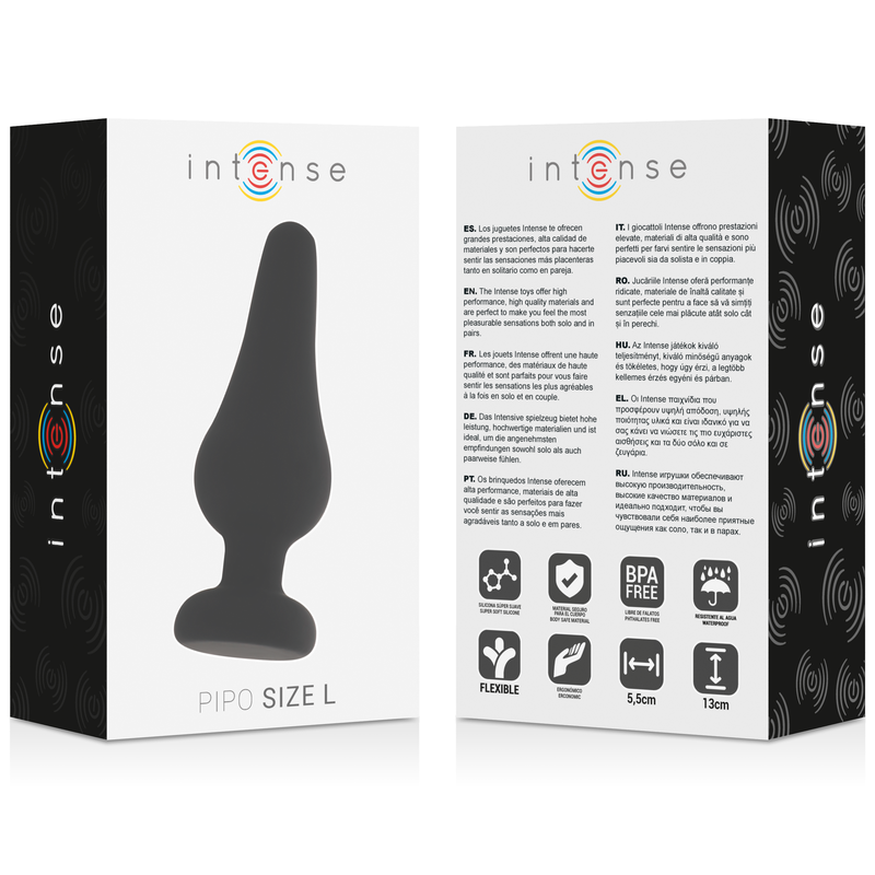 Intense - plug anal pipo l silicone noir 13 cm