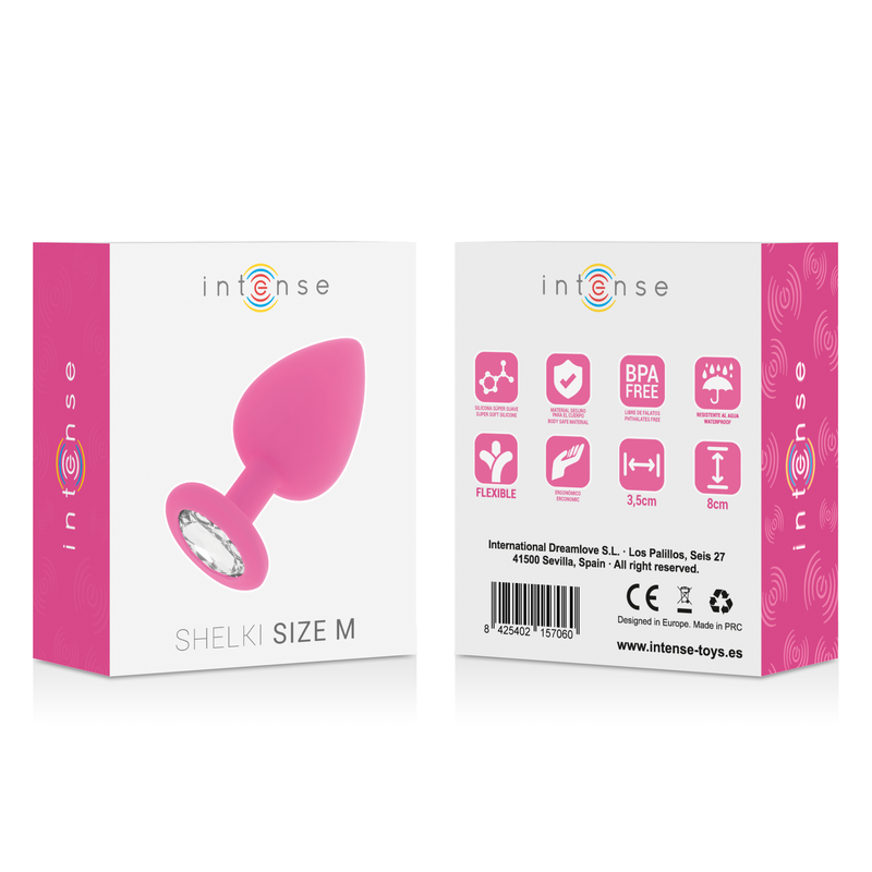 Intense - Plug en silicone avec strass - Fuchsia - Taille M