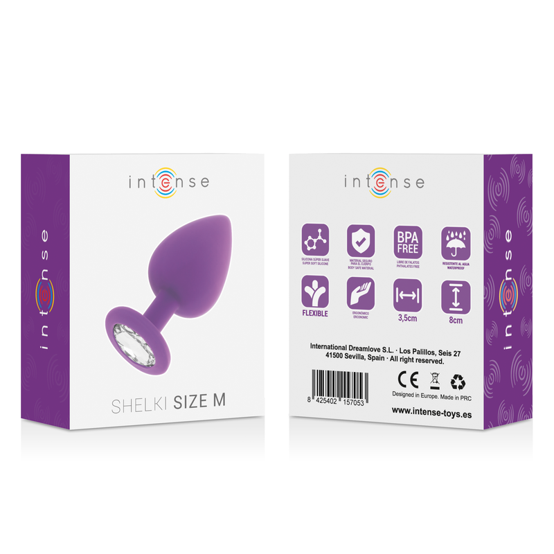 Intense - Plug en silicone avec strass - Lilas - Taille M