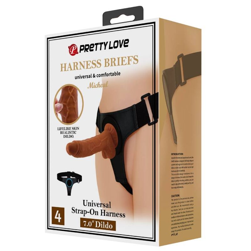 Pretty Love - Gode Ceinture avec Gode Ventouse Marron / 20 cm