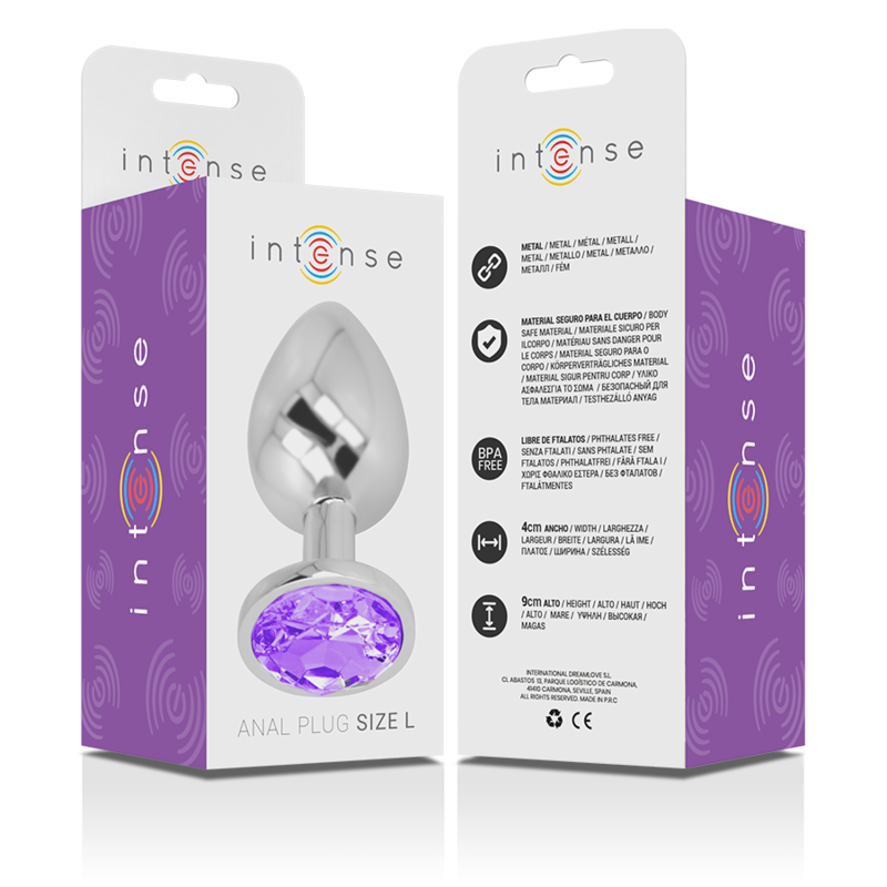Intense - Plug en métal avec strass Taille L - Violet
