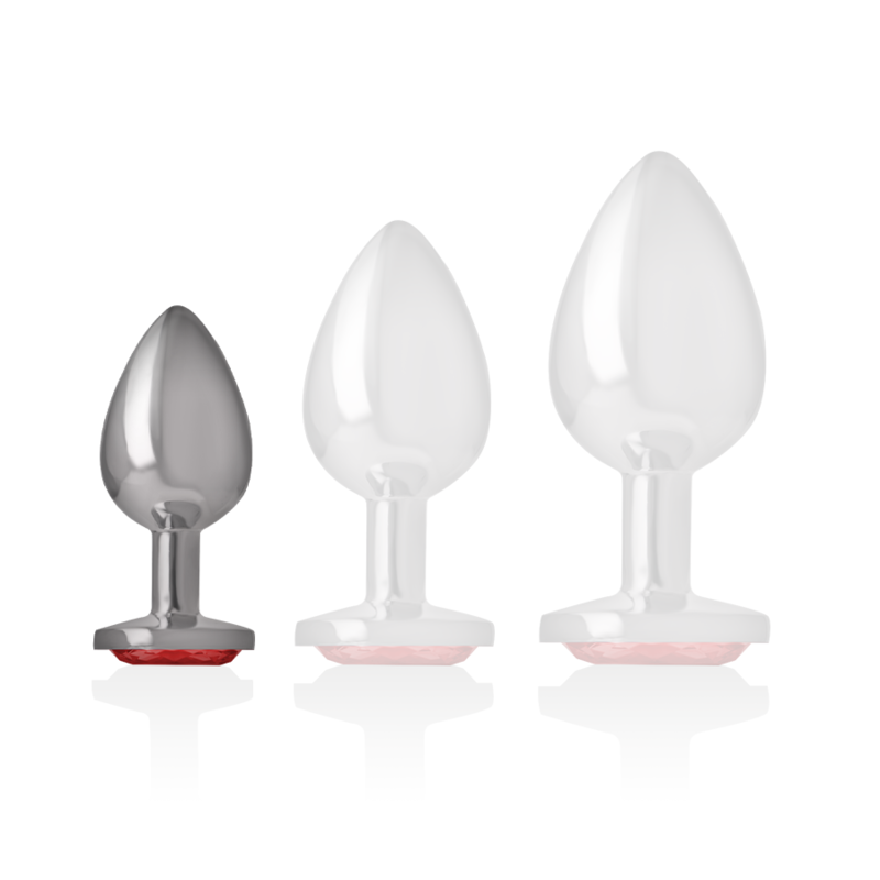 Intense - plug anal en métal aluminium avec cristal rouge taille s
