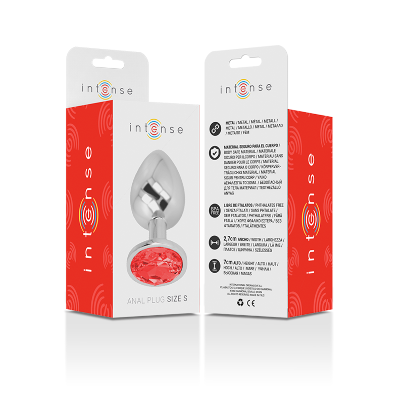 Intense - plug anal en métal aluminium avec cristal rouge taille s