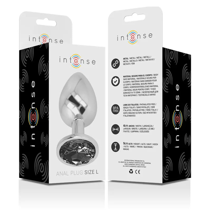 Plug Anal Bijou Intense Verre Noir Taille L - Intense