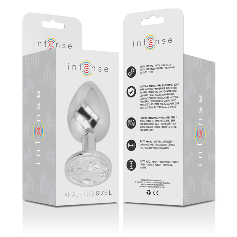 Intense - Plug Anal alu cristal Argent – Taille L