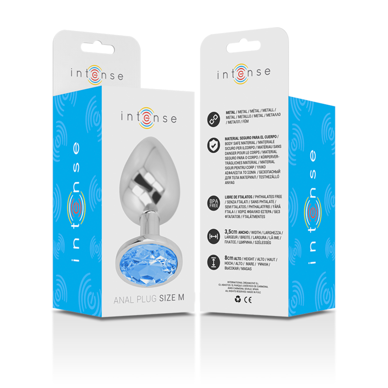 Intense - Plug Anal alu cristal Bleu – Taille M