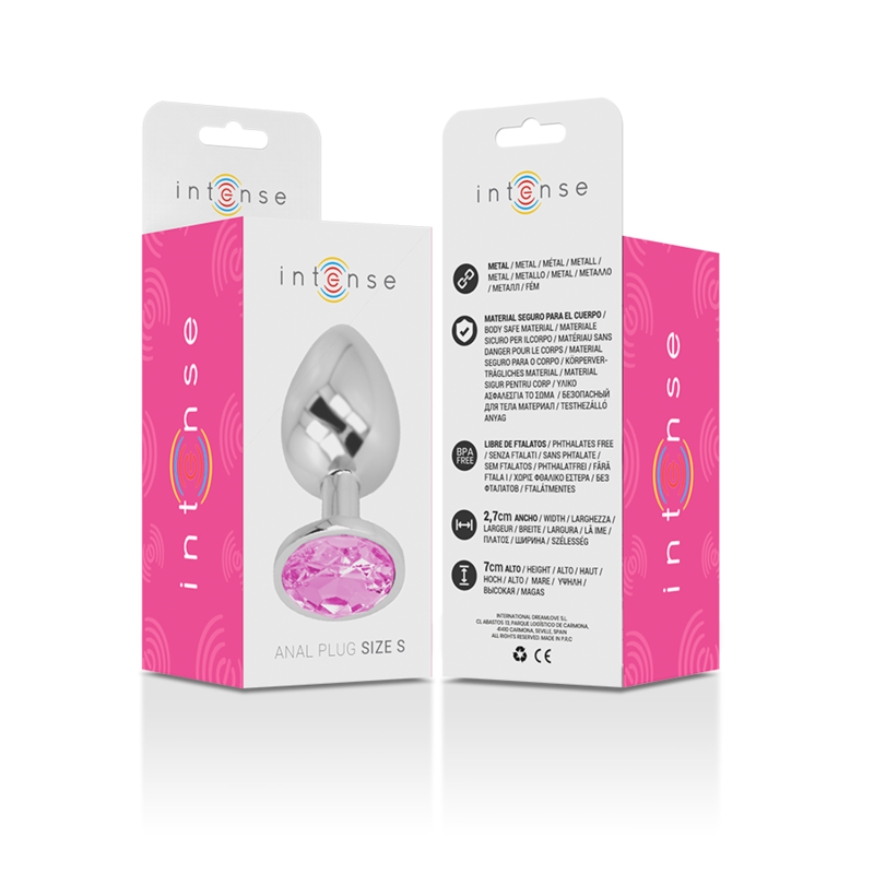 Intense - plug anal en métal aluminium avec cristal rose taille s