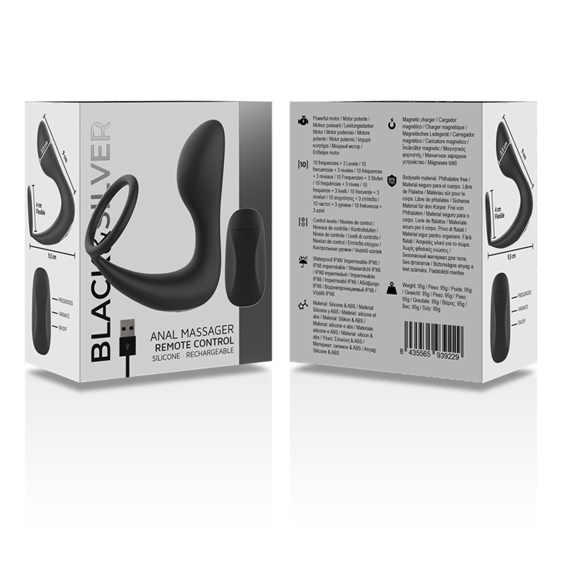 Masseur Anal Vibrant Télécommandé Black&Silver Noir - Black&Silver