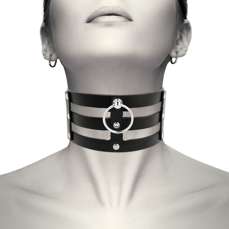 Collier BDSM Ras de Cou Cuir Végan Noir - Coquette Chic