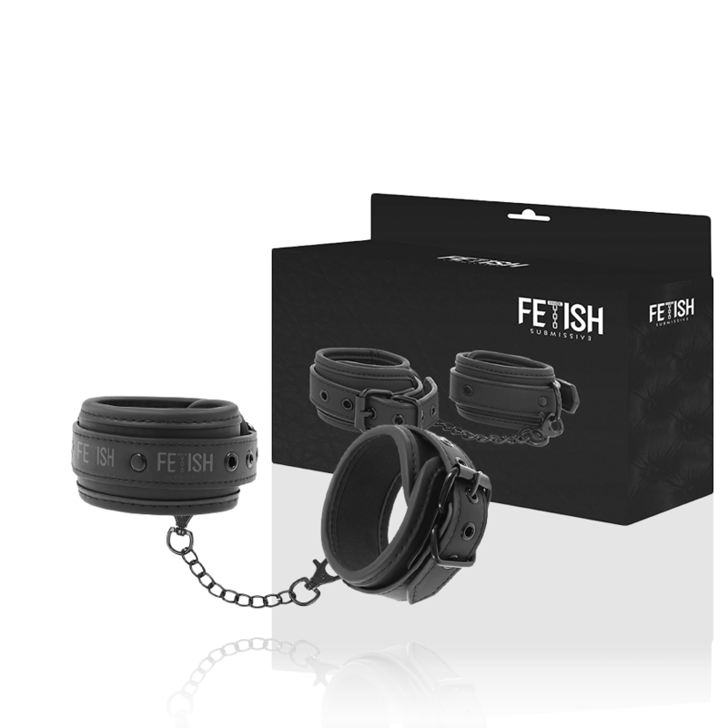 Fetish submissive - chevilles en cuir végétalien avec doublure en noprène
