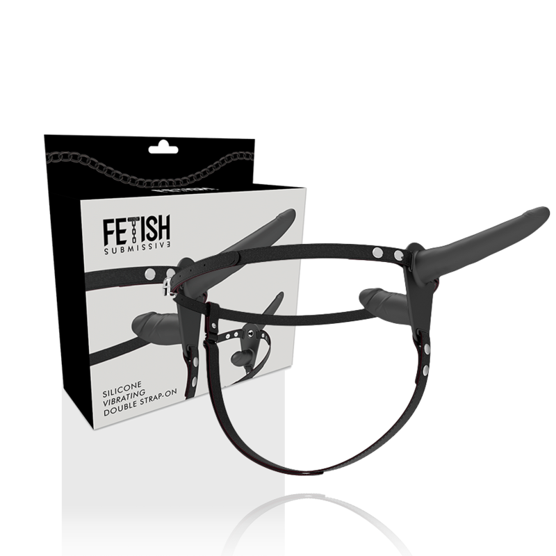 Fetish submissive harness - vibrateur noir double pénétration