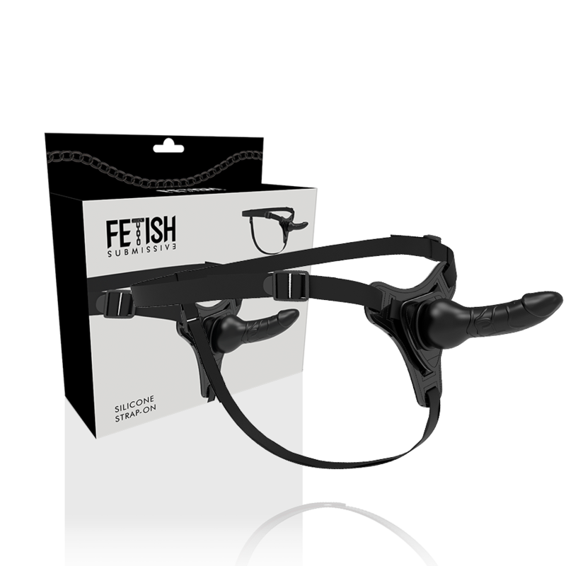 Fetish submissive harness - silicone noir réaliste 16 cm