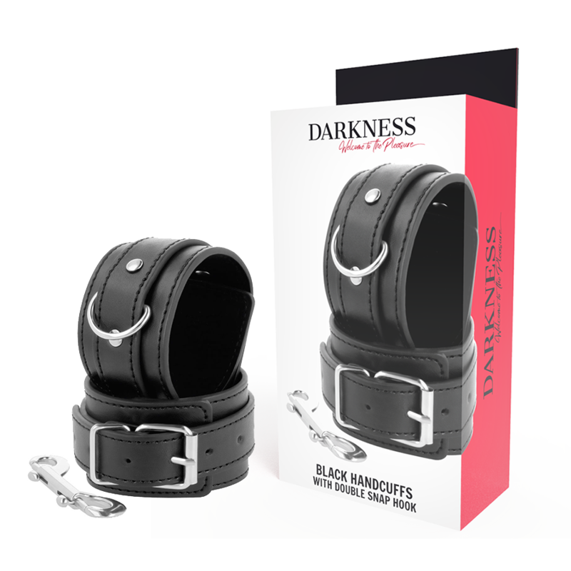 Darkness – Menottes BDSM en Cuir Noir Réglables