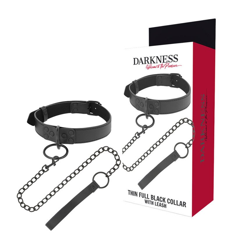 Collier BDSM avec chaîne et poignée noir - Darkness - Darkness