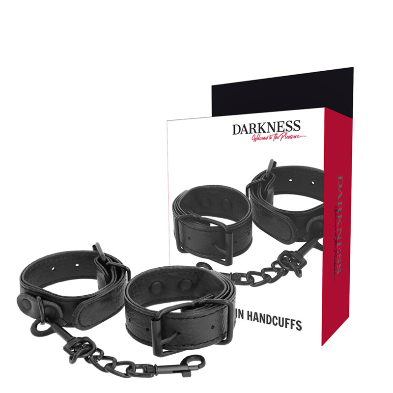 Darkness – Menottes Bondage en Simili Cuir Noir