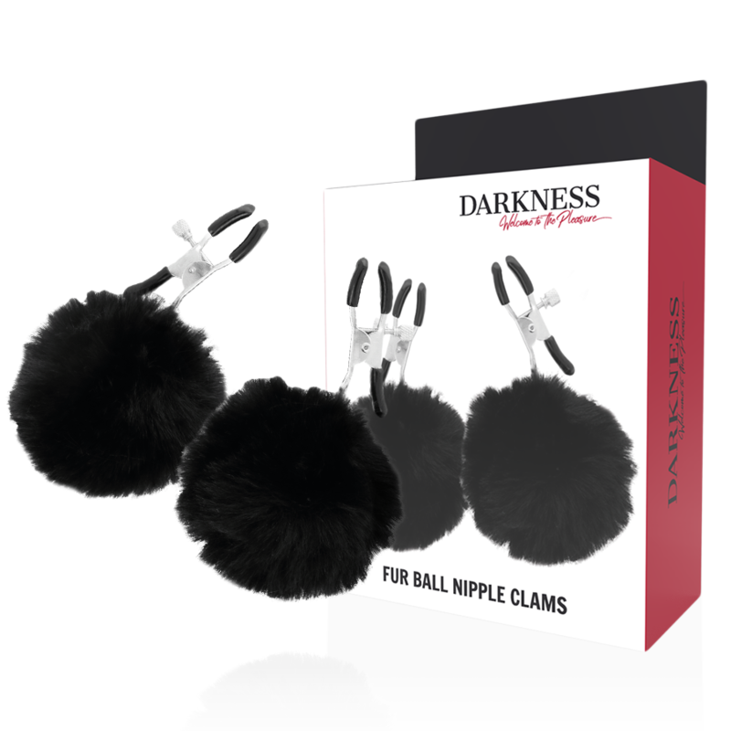 Darkness – Pinces à Seins réglable avec Pompom Noir