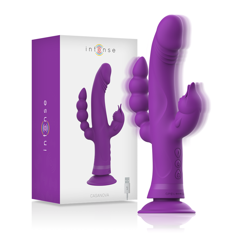 Intense – Vibromasseur Rabbit Casanova Triple Moteur avec Ventouse Violet