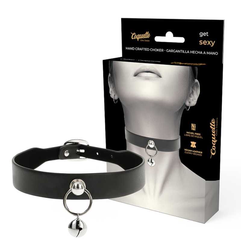 Collier Cuir Vegan Fétiche Réglable Noir - Coquette Chic Desire