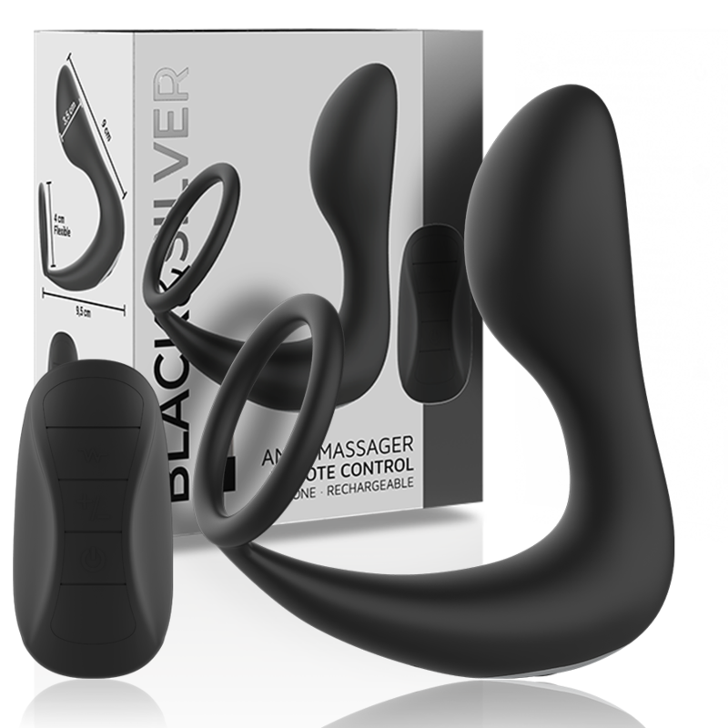 Masseur Anal Vibrant Télécommandé Black&Silver Noir - Black&Silver