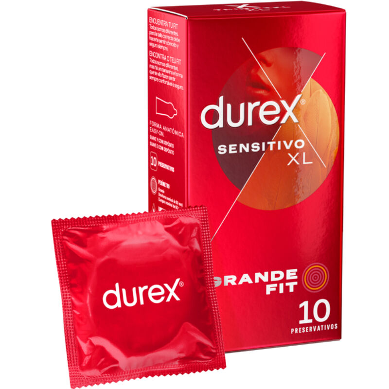 Durex – Préservatifs XL Grande Taille Sensations – Boîte de 10 unités