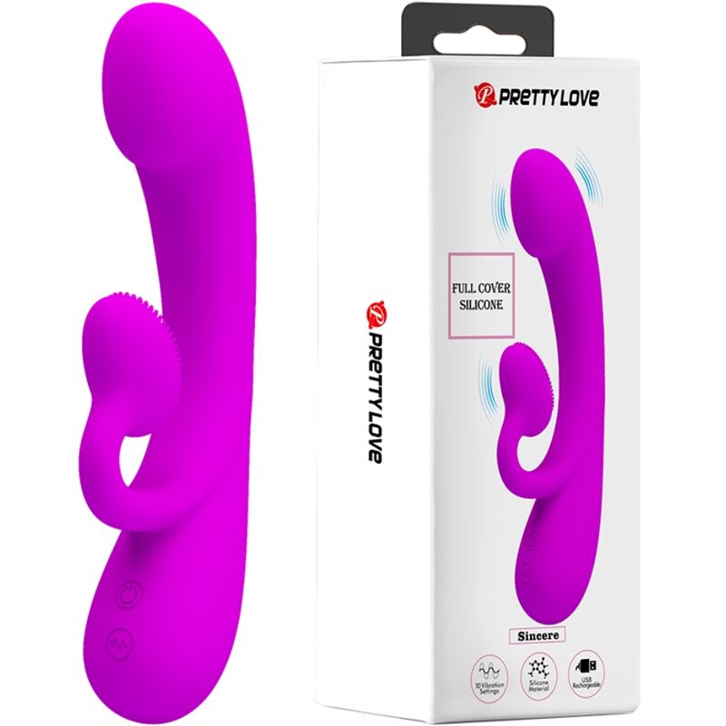 Pretty Love – Vibromasseur Rabbit en Silicone avec Zone Texturée Violet