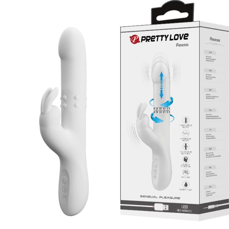 Pretty Love – Vibromasseur Rabbit Va et Vient 12 Modes de Vibration Blanc