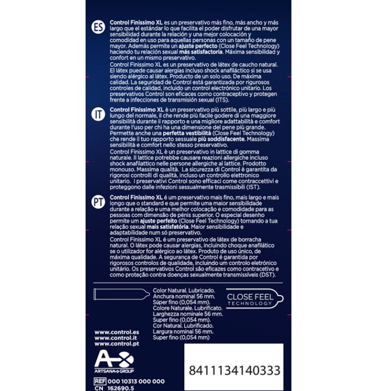Control - préservatifs finissimo xl 12 unités