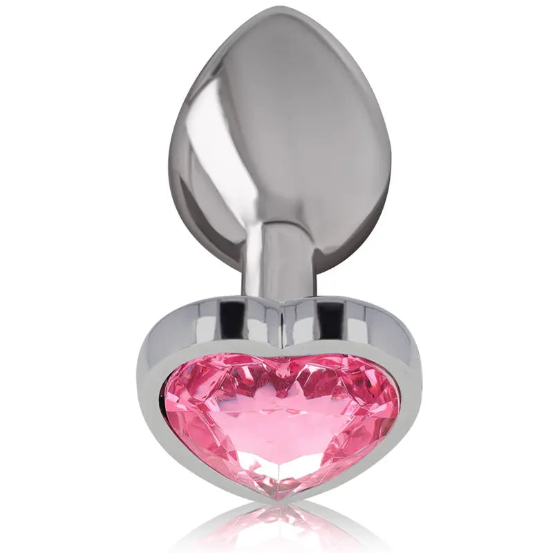 Plug Anal Métal Cœur Diamond Jewel Rose Taille M - Intense