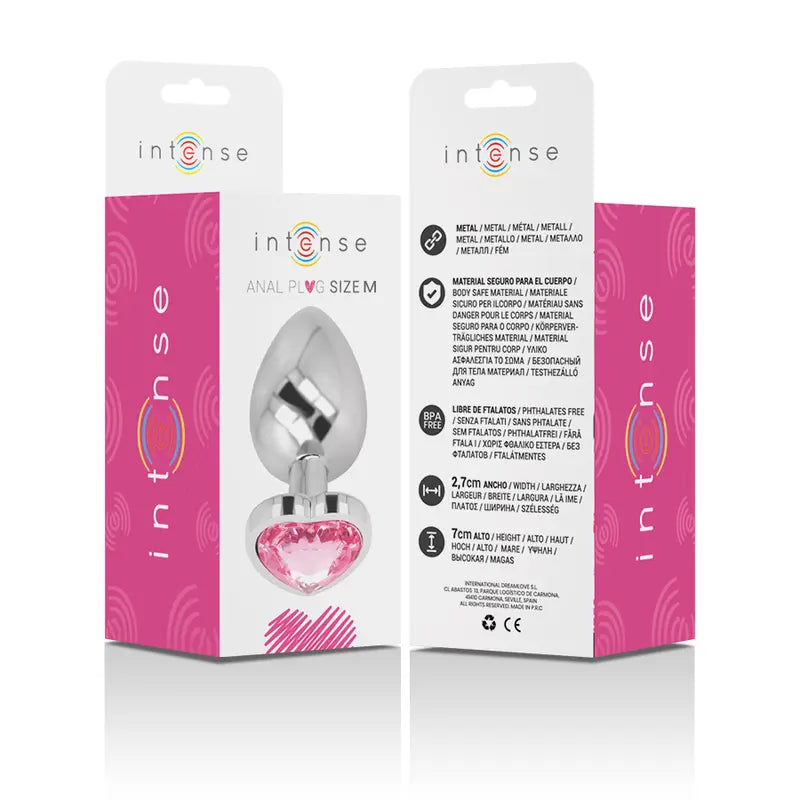 Plug Anal Métal Cœur Diamond Jewel Rose Taille M - Intense