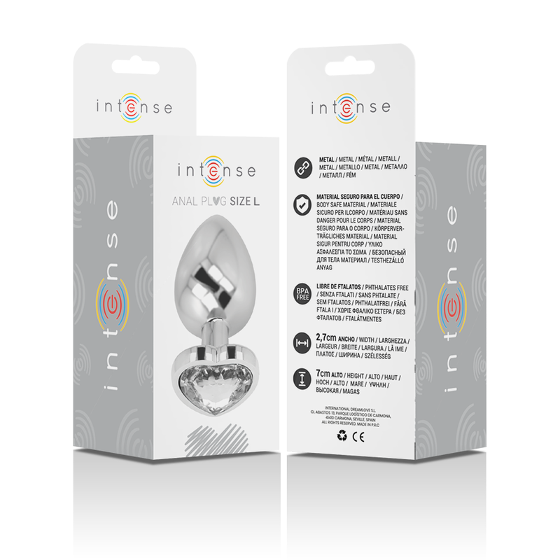 Intense - Plug Anal métal en forme de cœur Blanc – Taille L