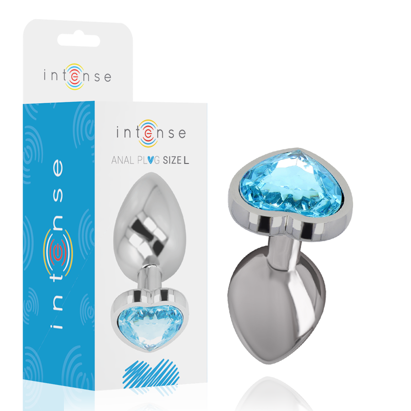 Intense - Plug Anal métal en forme de cœur Bleu – Taille L