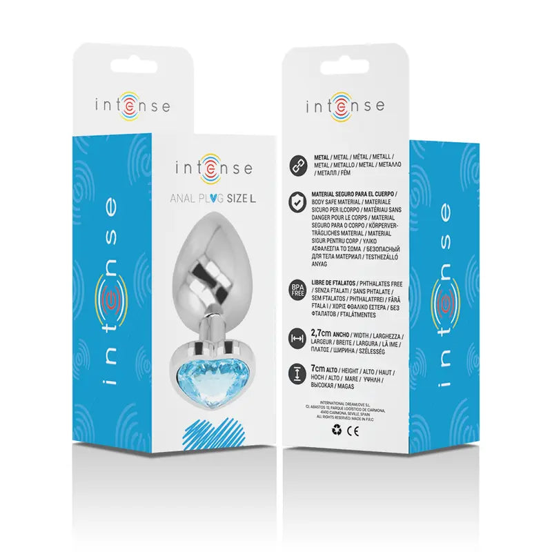 Plug Anal Métal Cœur Intense Bleu Taille L - Intense